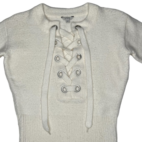 GUESS Alena Lace-up Pullover White Sweater Top Women's Size XS - Picture 8 of 16